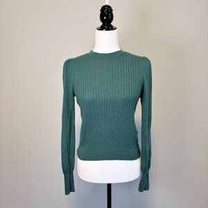 RW & CO Cashmere Blend Sweater Jewel Tone Quiet Luxury Green Women's Size Small